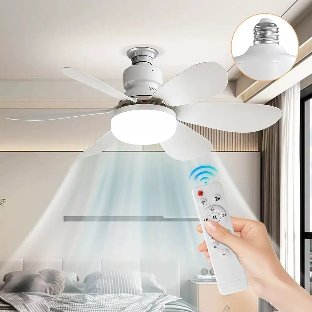 30W/40W LED Ceiling Fan Light (E27 Socket) with wide-range remote dimming, suitable for living rooms, home offices, and general